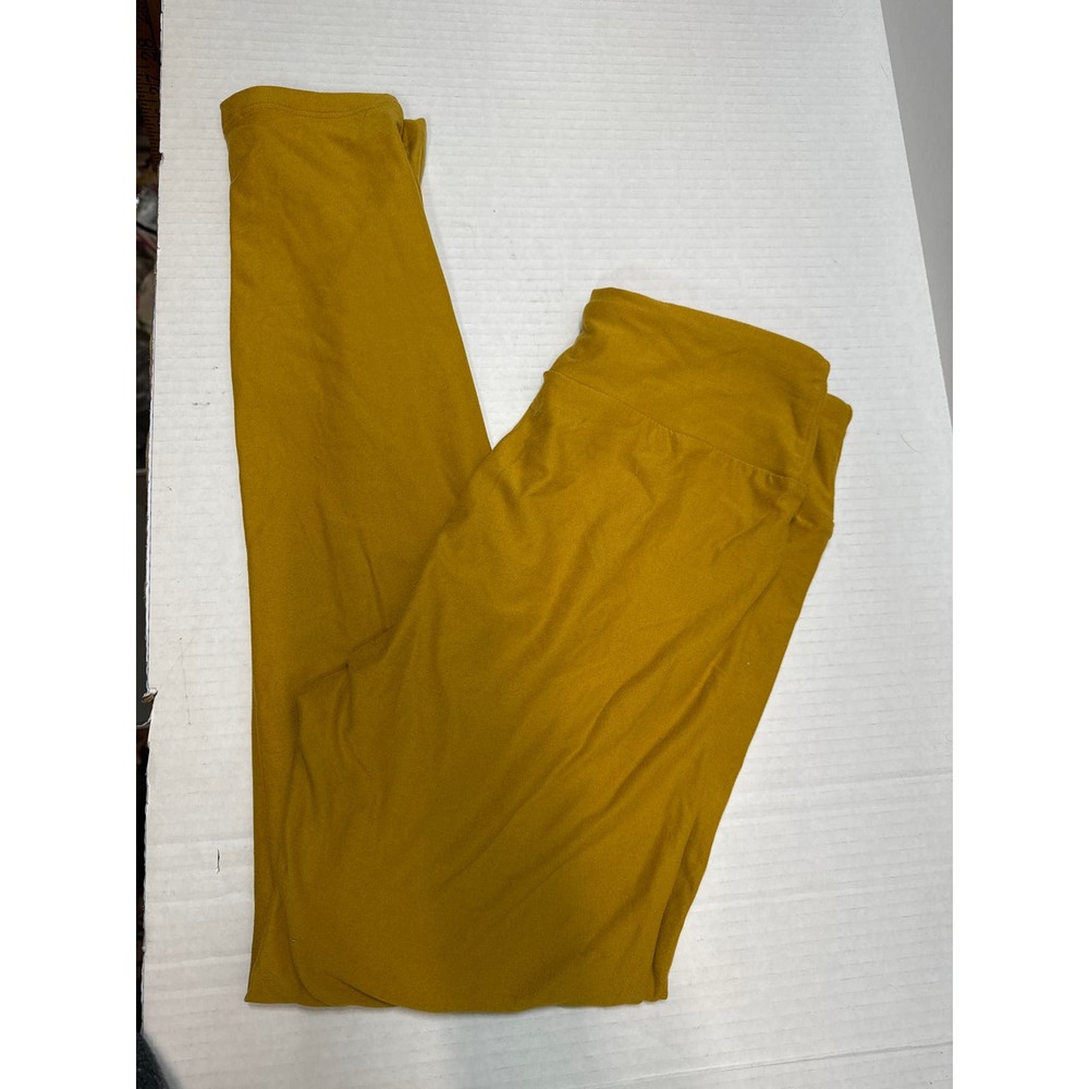 LuLaRoe OS Leggings One Size Solid Gold Skinny Leg High Rise Gym Training Active